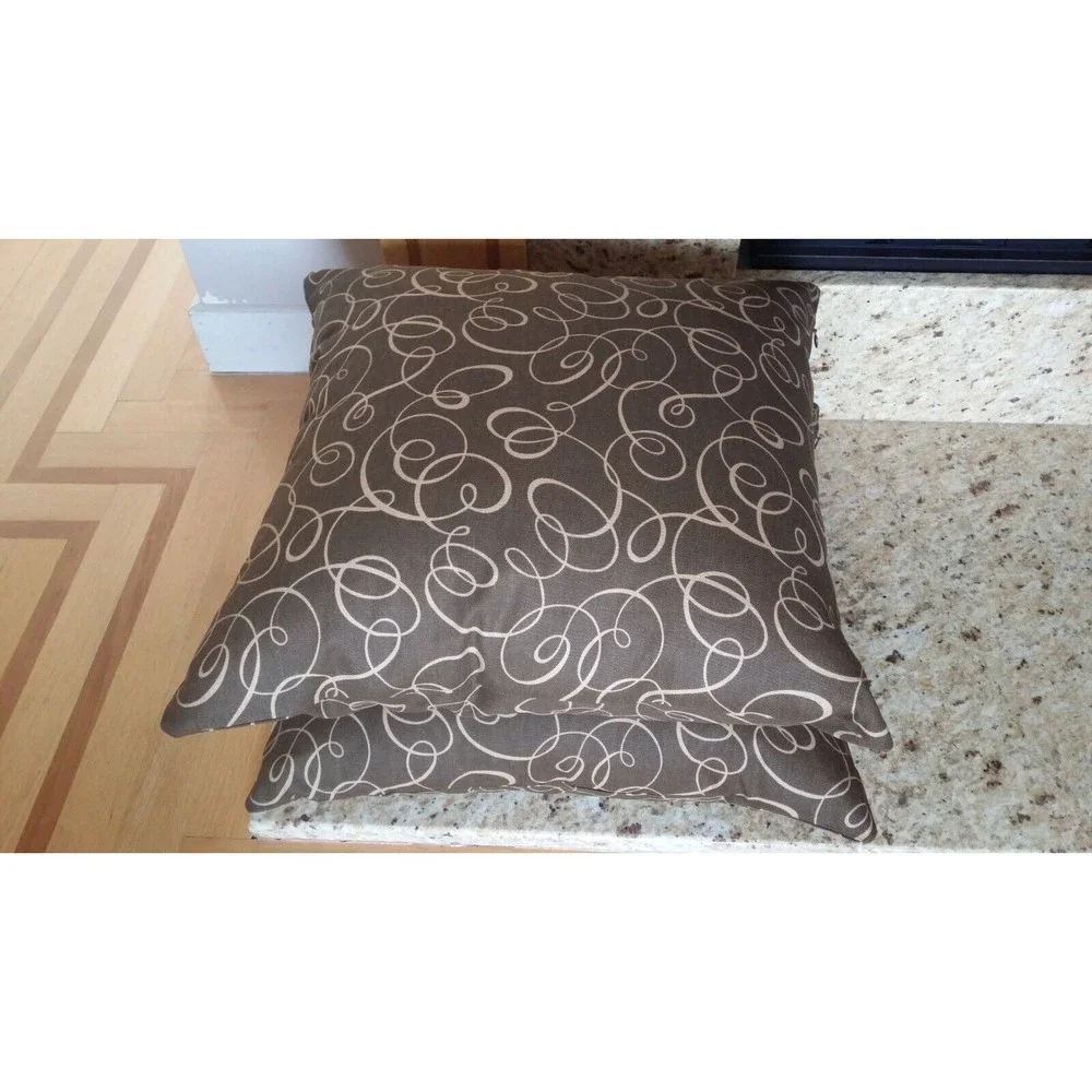 Mill Creek Throw Pillow Covers Brown Geometric Swirls 20x20‎ Zippered Pair NEW